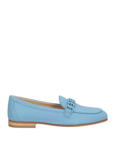 Baldinini Woman Loafers Light Blue Size 7.5 Calfskin