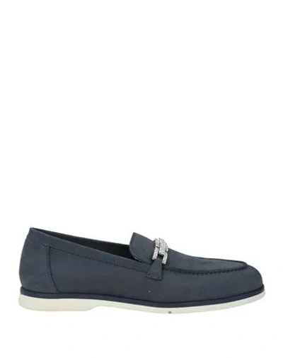 Baldinini Woman Loafers Navy Size 9 Leather In Blue