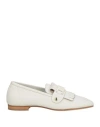 Baldinini Woman Loafers Off White Size 5 Leather In Off White