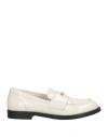 Baldinini Woman Loafers Off White Size 6 Leather In Off White