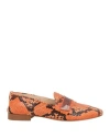 Baldinini Woman Loafers Orange Size 9 Soft Leather In Orange