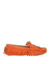 Baldinini Woman Loafers Orange Size 8 Leather