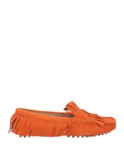 Baldinini Woman Loafers Orange Size 8 Leather