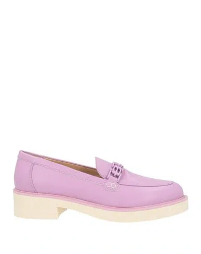 Baldinini Woman Loafers Pink Size 9 Calfskin In Purple