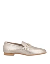 Baldinini Woman Loafers Platinum Size 11 Soft Leather In Grey