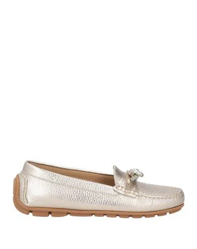Baldinini Woman Loafers Platinum Size 8.5 Leather In Grey