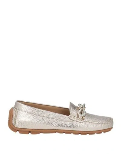 Baldinini Woman Loafers Platinum Size 9 Leather In Gray