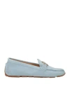 Baldinini Woman Loafers Sky Blue Size 6 Leather