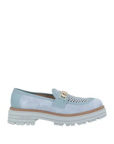Baldinini Woman Loafers Sky Blue Size 7 Leather