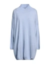 Baldinini Woman Mini Dress Sky Blue Size M Wool, Viscose, Cashmere, Nylon In Blue