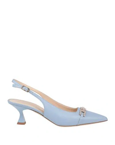 Baldinini Woman Pumps Azure Size 9 Leather In Blue