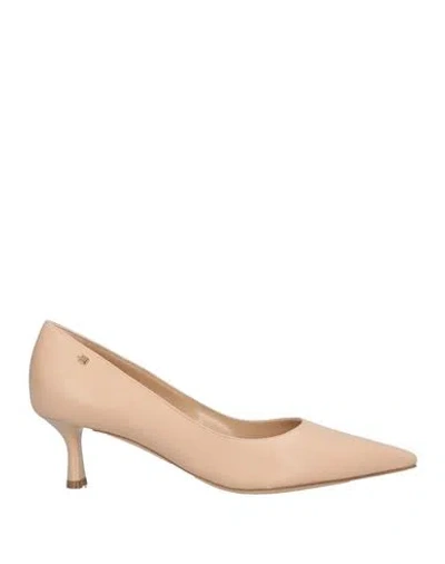 Baldinini Woman Pumps Beige Size 7 Leather In Gold