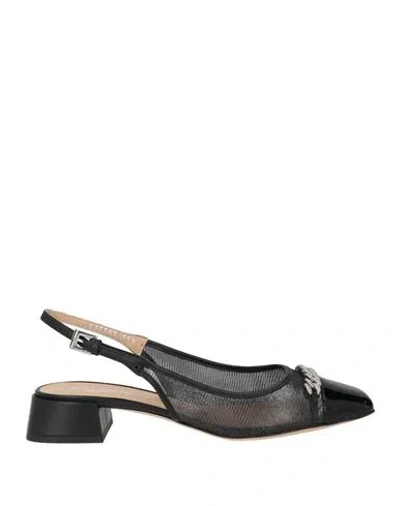 Baldinini Woman Pumps Black Size 7.5 Textile Fibers, Leather
