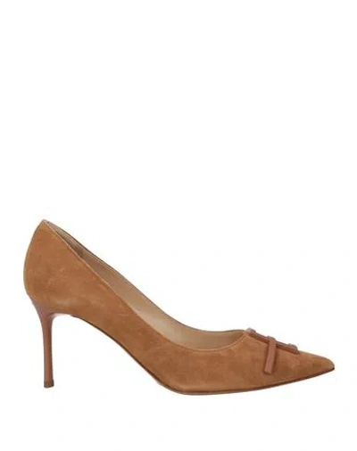 Baldinini Woman Pumps Camel Size 7 Leather In Brown
