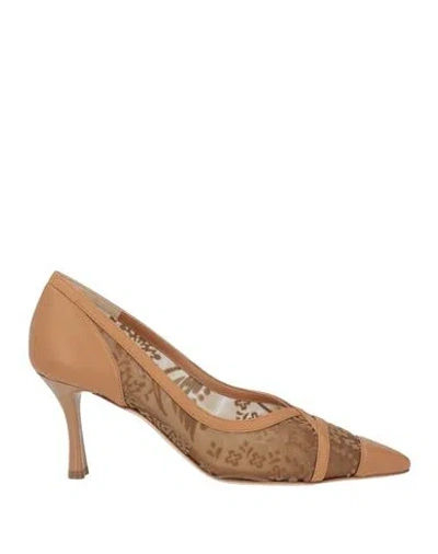 Baldinini Woman Pumps Camel Size 8 Leather, Textile Fibers In Neutral