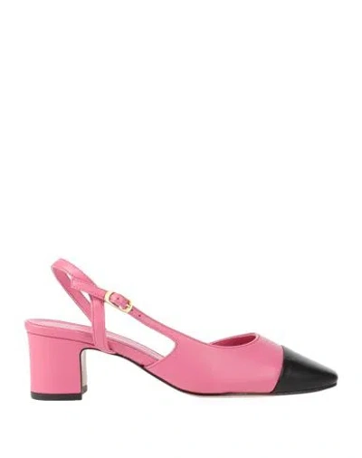 Baldinini Woman Pumps Black Size 11 Soft Leather In Pink