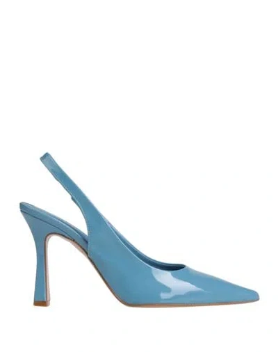 Baldinini Woman Pumps Pastel Blue Size 11 Soft Leather
