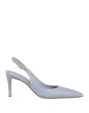 Baldinini Woman Pumps Sky Blue Size 10 Soft Leather In Blue