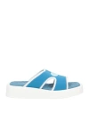 Baldinini Woman Sandals Azure Size 7.5 Textile Fibers In Blue