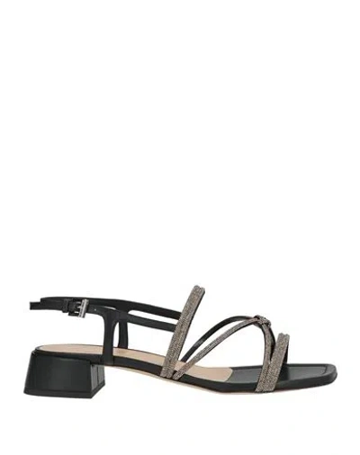 Baldinini Woman Sandals Black Size 8 Leather