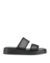 Baldinini Woman Sandals Black Size 11 Leather, Textile Fibers