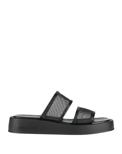 Baldinini Woman Sandals Black Size 11 Leather, Textile Fibers