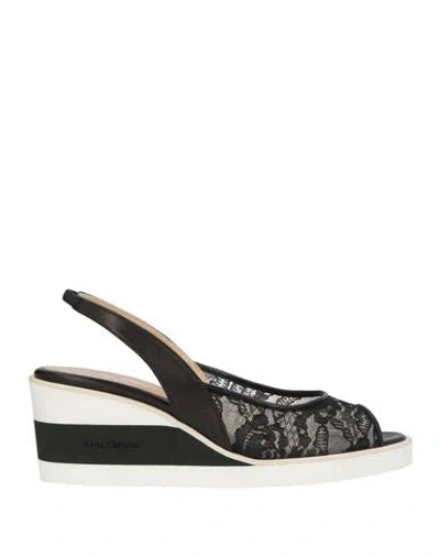 Baldinini Woman Sandals Black Size 8 Textile Fibers, Leather