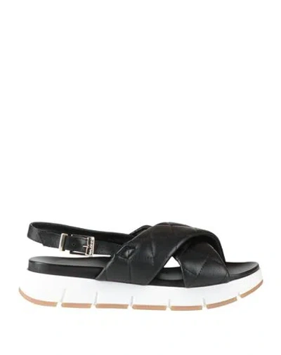 Baldinini Woman Sandals Black Size 9 Leather, Textile Fibers