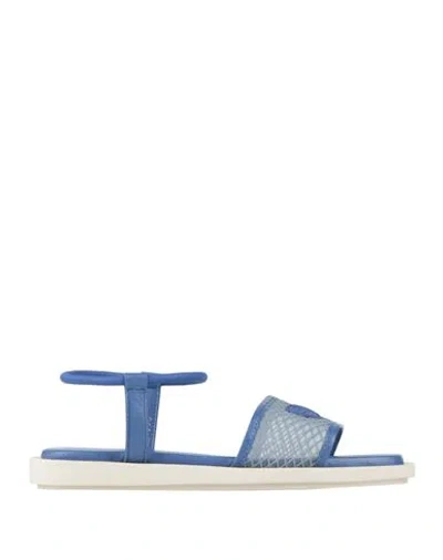 Baldinini Woman Sandals Blue Size 8.5 Leather, Textile Fibers