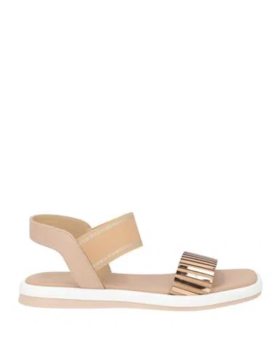 Baldinini Woman Sandals Blush Size 8 Leather, Textile Fibers In Neutral