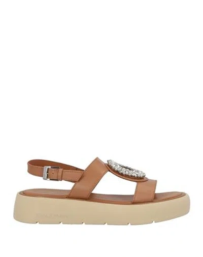 Baldinini Woman Sandals Camel Size 6 Calfskin In Brown