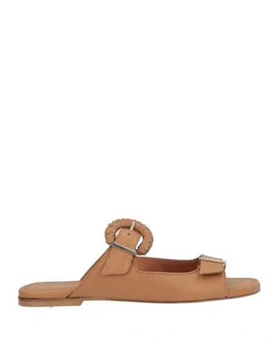 Baldinini Woman Sandals Camel Size 7.5 Calfskin In Brown