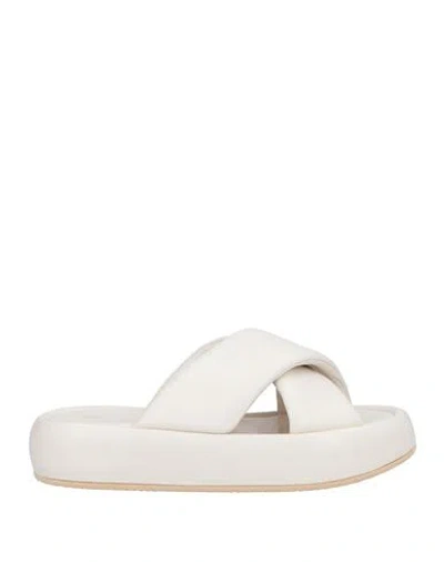 Baldinini Woman Sandals Cream Size 11 Soft Leather In White