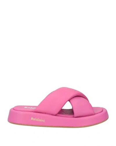 Baldinini Woman Sandals Fuchsia Size 5 Leather In Pink