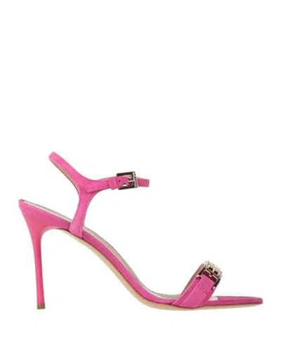 Baldinini Woman Sandals Fuchsia Size 6 Leather In Pink