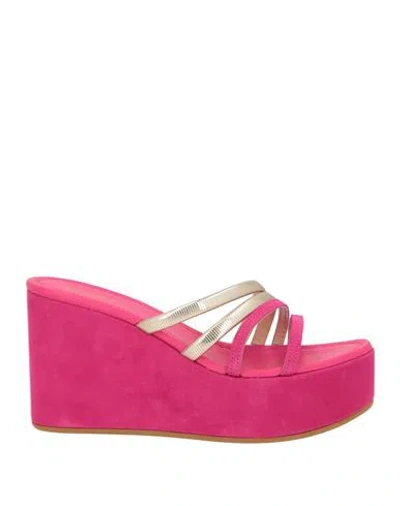 Baldinini Woman Sandals Fuchsia Size 6.5 Leather In Pink