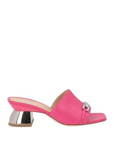 Baldinini Woman Sandals Fuchsia Size 7.5 Calfskin In Pink