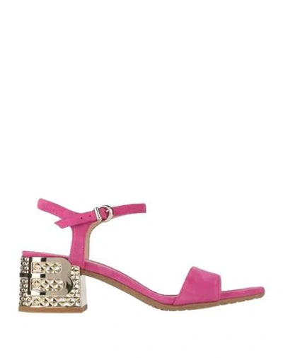 Baldinini Woman Sandals Fuchsia Size 6.5 Leather In Pink