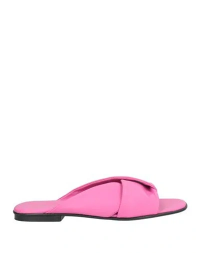 Baldinini Woman Sandals Fuchsia Size 8 Leather In Pink