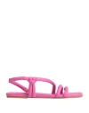 Baldinini Woman Sandals Fuchsia Size 11 Soft Leather In Pink
