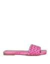 Baldinini Woman Sandals Fuchsia Size 8 Textile Fibers In Pink