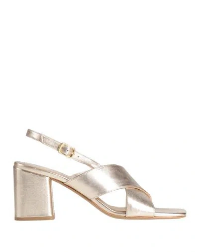 Baldinini Woman Sandals Gold Size 11 Leather
