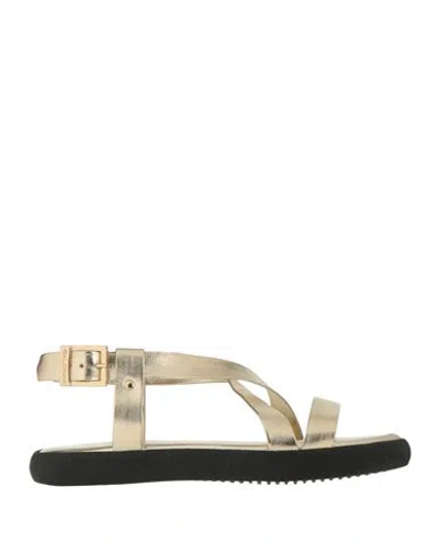 Baldinini Woman Sandals Gold Size 6 Leather