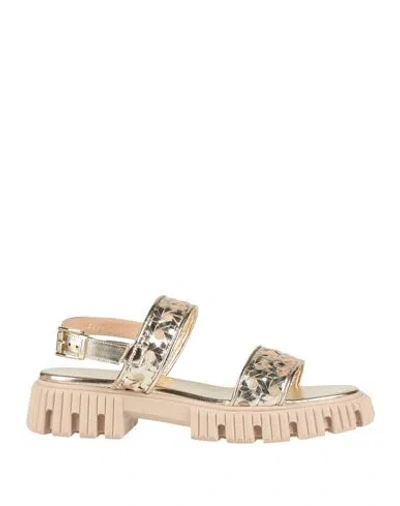 Baldinini Woman Sandals Gold Size 7 Synthetic Material In Neutral