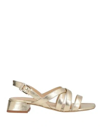 Baldinini Woman Sandals Gold Size 8 Leather