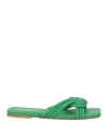 Baldinini Woman Sandals Green Size 7 Textile Fibers
