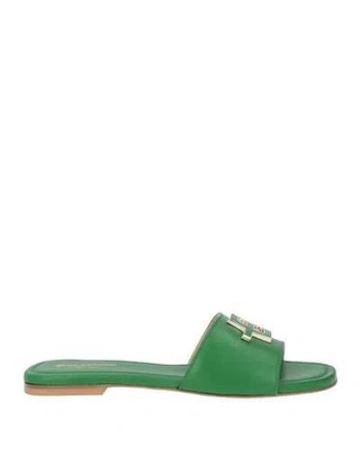 Baldinini Woman Sandals Green Size 6.5 Leather