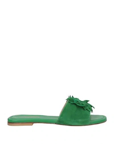 Baldinini Woman Sandals Green Size 8 Leather