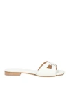Baldinini Woman Sandals Ivory Size 11 Soft Leather In White