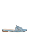 Baldinini Woman Sandals Light Blue Size 8 Calfskin In Blue